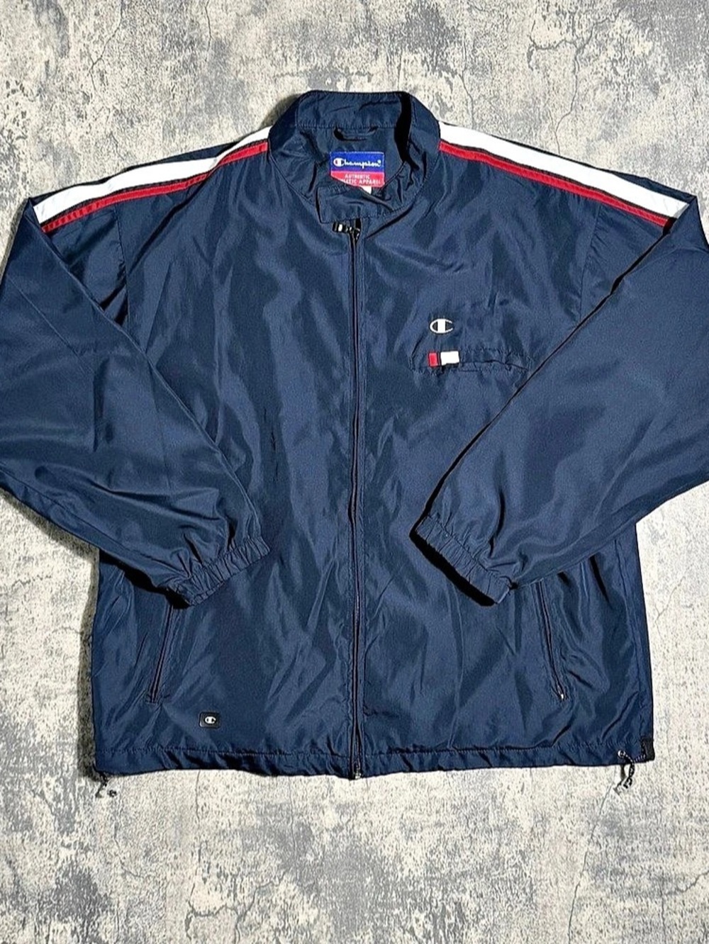 Vintage Champion Color Block Windbreaker Blue XL